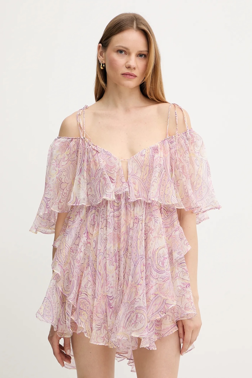 Levně Hedvábné šaty Twinset růžová barva, mini, 251TS2184