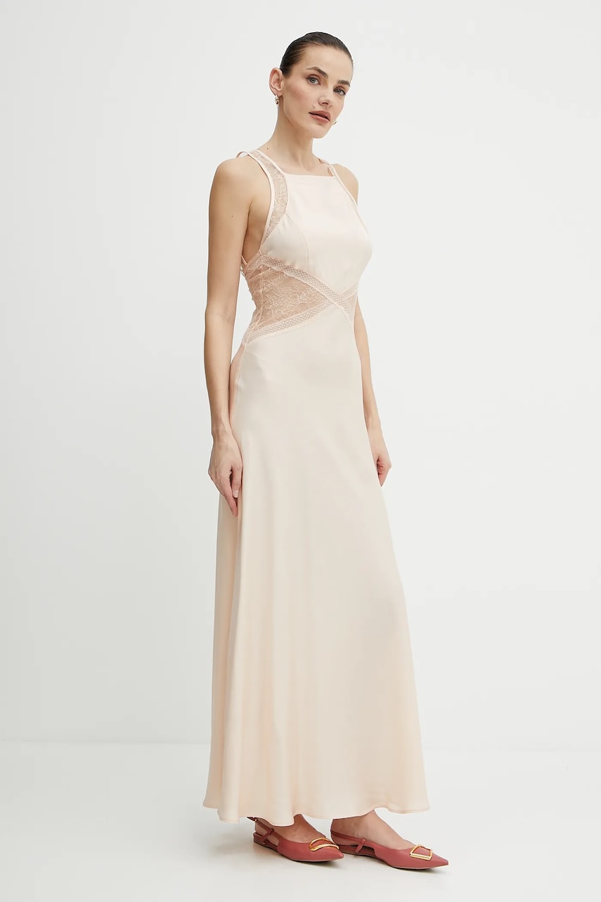 Сукня Twinset колір бежевий maxi розкльошена 251TT2112