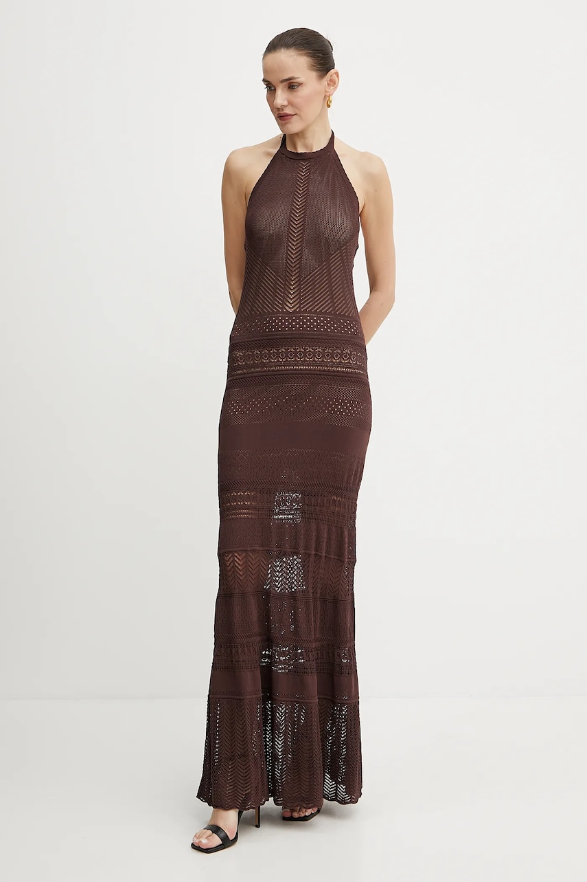 Сукня Twinset колір коричневий maxi облягаюче 251TT3105