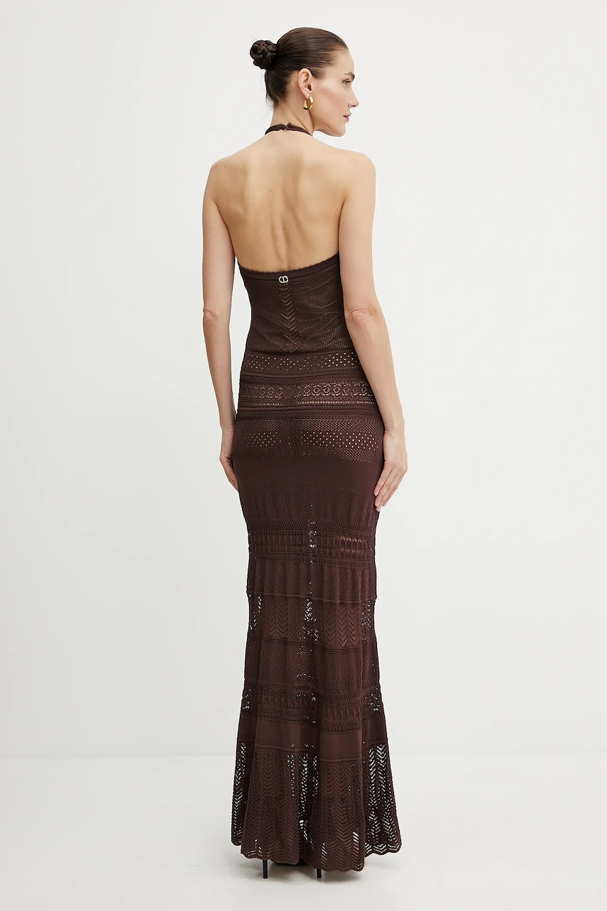 Сукня Twinset колір коричневий maxi облягаюче 251TT3105