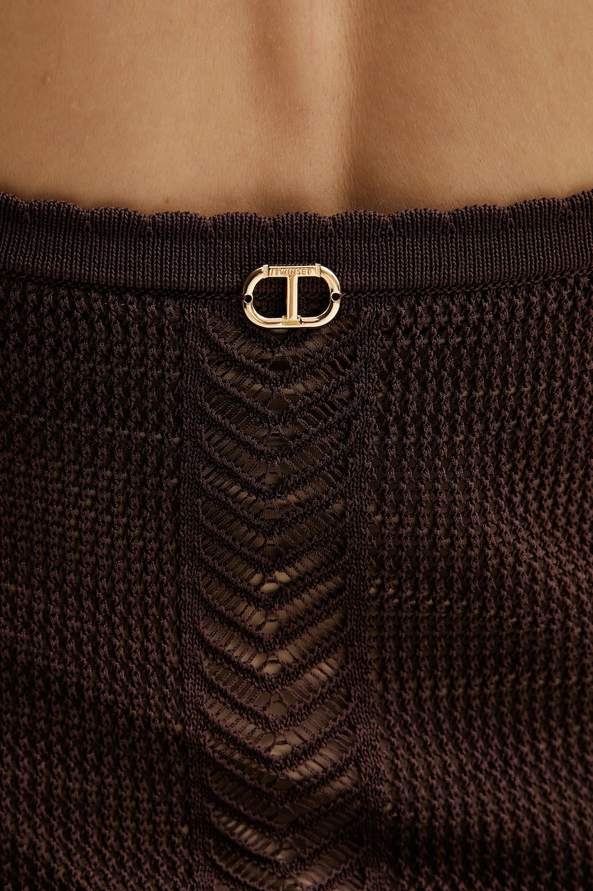 Сукня Twinset колір коричневий maxi облягаюче 251TT3105