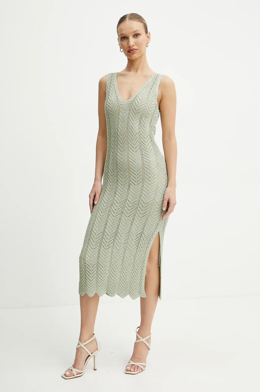 Levně Šaty Twinset zelená barva, midi, přiléhavé, 251TT319A