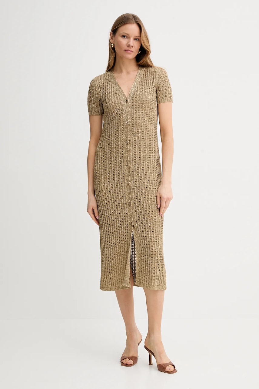 Levně Šaty Twinset zelená barva, midi, přiléhavé, 251TT3190