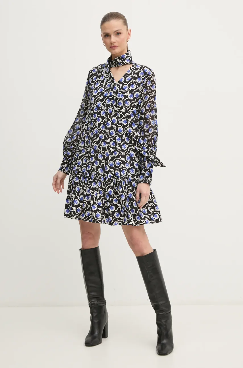 DIANE VON FURSTENBERG rochie culoarea negru, mini, evazată, DVFDL4S045