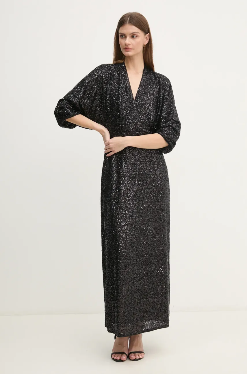 DIANE VON FURSTENBERG rochie culoarea negru, maxi, evazată, DVFGL4S004