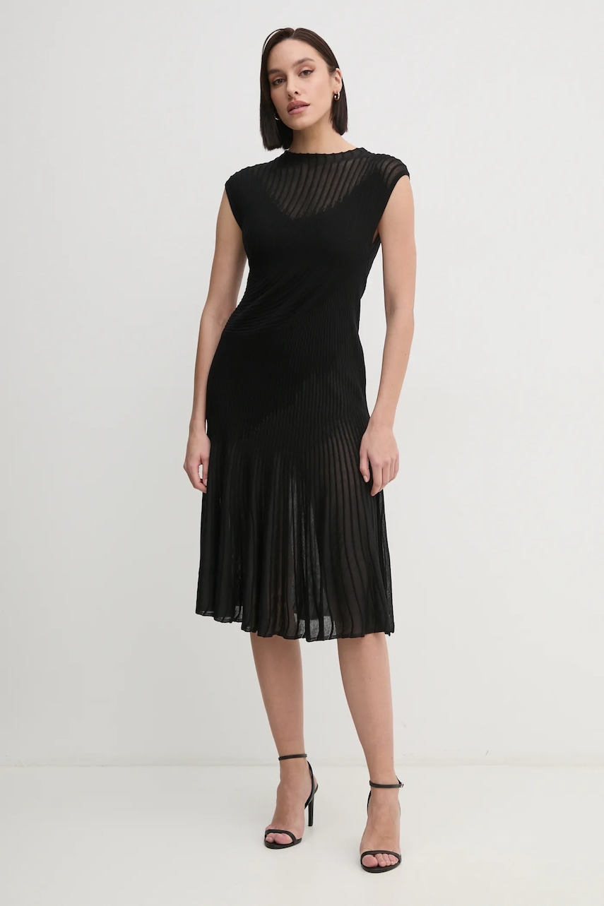 Платье с примесью шерсти DIANE VON FURSTENBERG цвет чёрный midi расклешённое DVFDK4S003 Платье с примесью шерсти DIANE VON FURSTENBERG цвет чёрный midi расклешённое DVFDK4S003