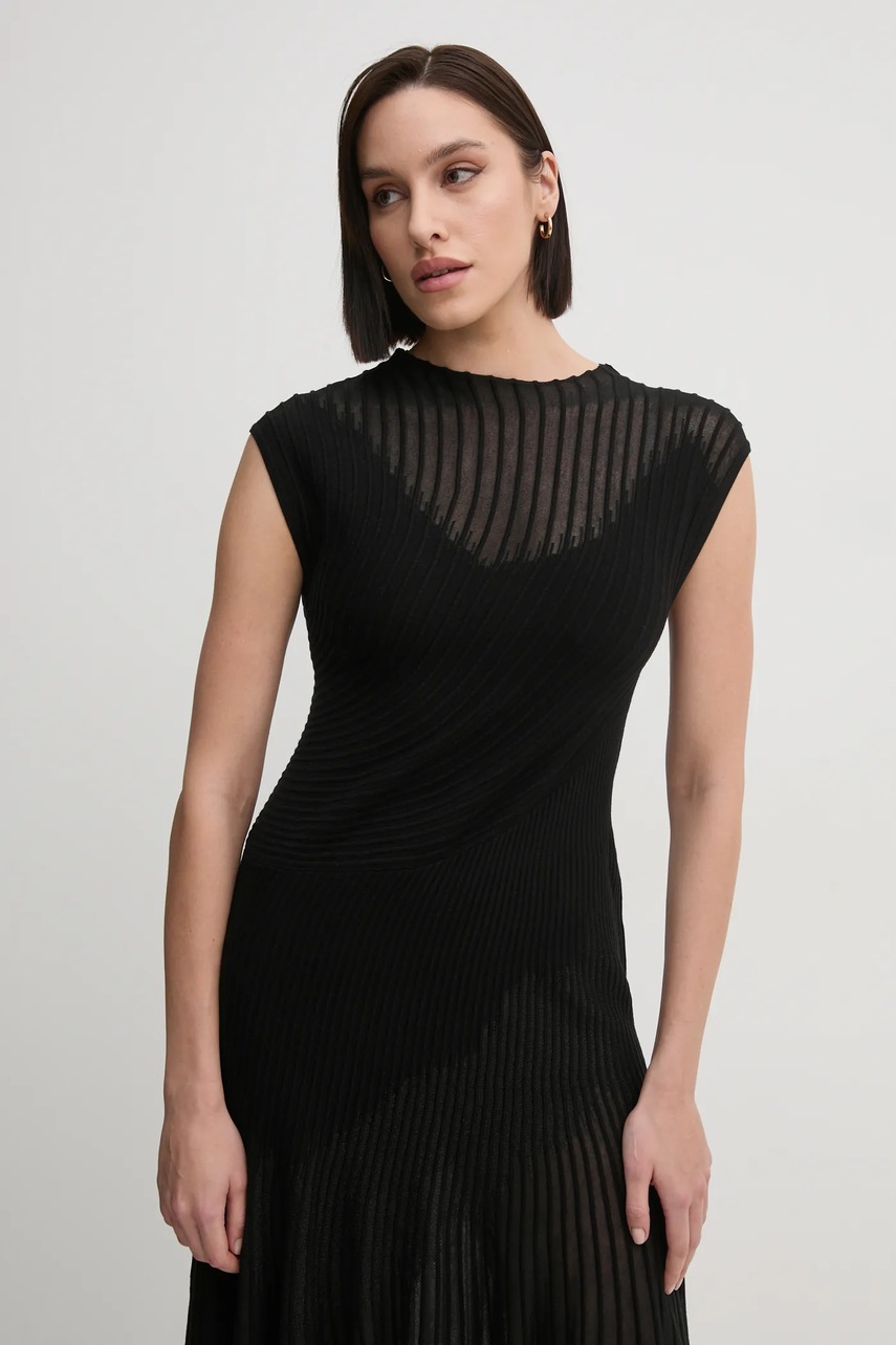 Φόρεμα από μείγμα μαλλιού DIANE VON FURSTENBERG χρώμα: μαύρο, DVFDK4S003 φωτογραφία