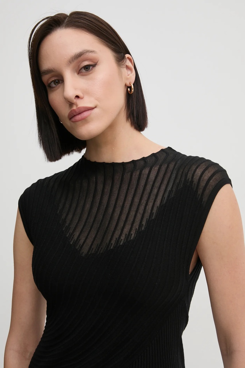 Φόρεμα από μείγμα μαλλιού DIANE VON FURSTENBERG χρώμα: μαύρο, DVFDK4S003 φωτογραφία