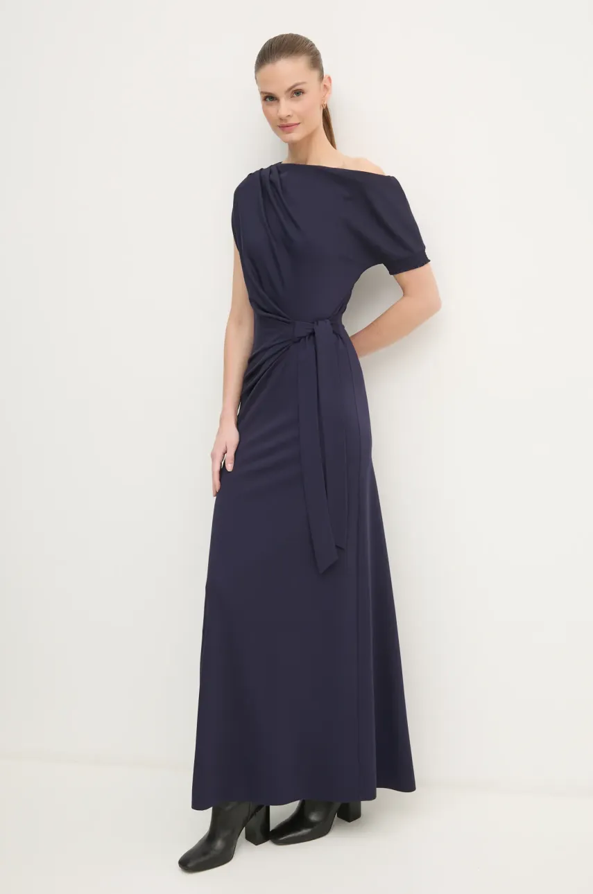 DIANE VON FURSTENBERG rochie culoarea bleumarin, maxi, evazată, DVFDS4S009