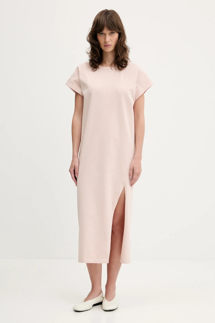 IRO rochie din bumbac culoarea bej, midi, oversize, WM33LITONYA