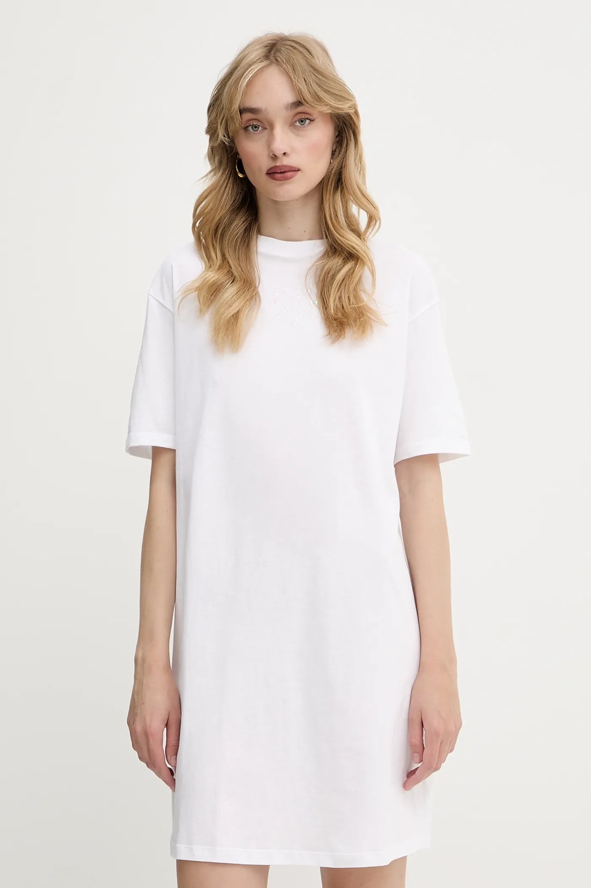 Armani Exchange rochie din bumbac culoarea alb, mini, dreaptă, XW000378 AF10354