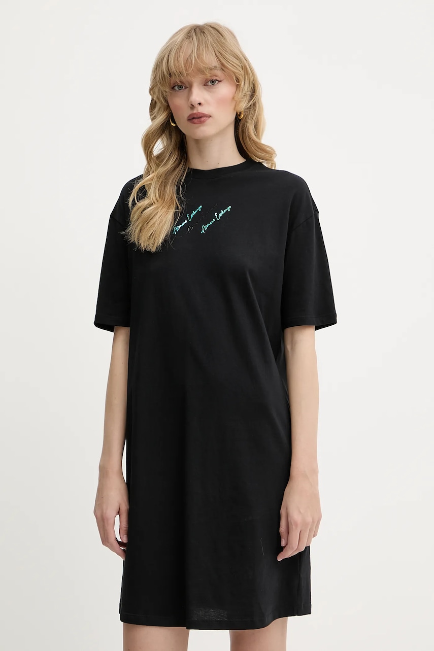 Armani Exchange rochie din bumbac culoarea negru, mini, dreaptă, XW000378 AF10354
