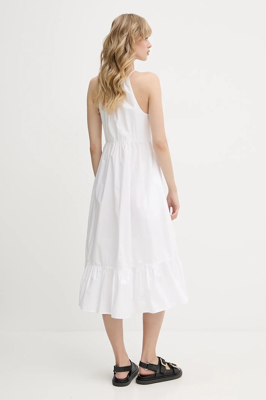 Бавовняна сукня Armani Exchange колір білий midi розкльошена XW000477 AF12812