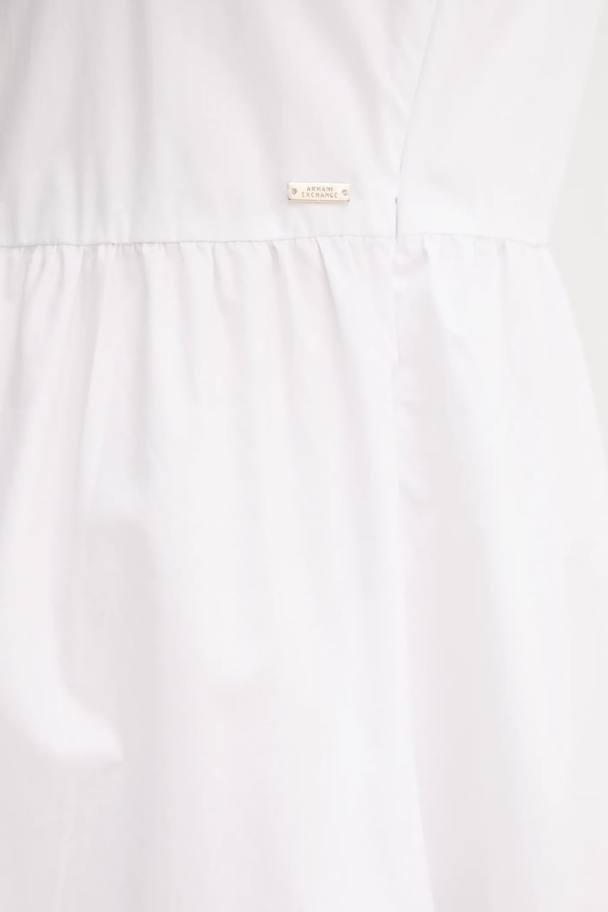 Бавовняна сукня Armani Exchange колір білий midi розкльошена XW000477 AF12812