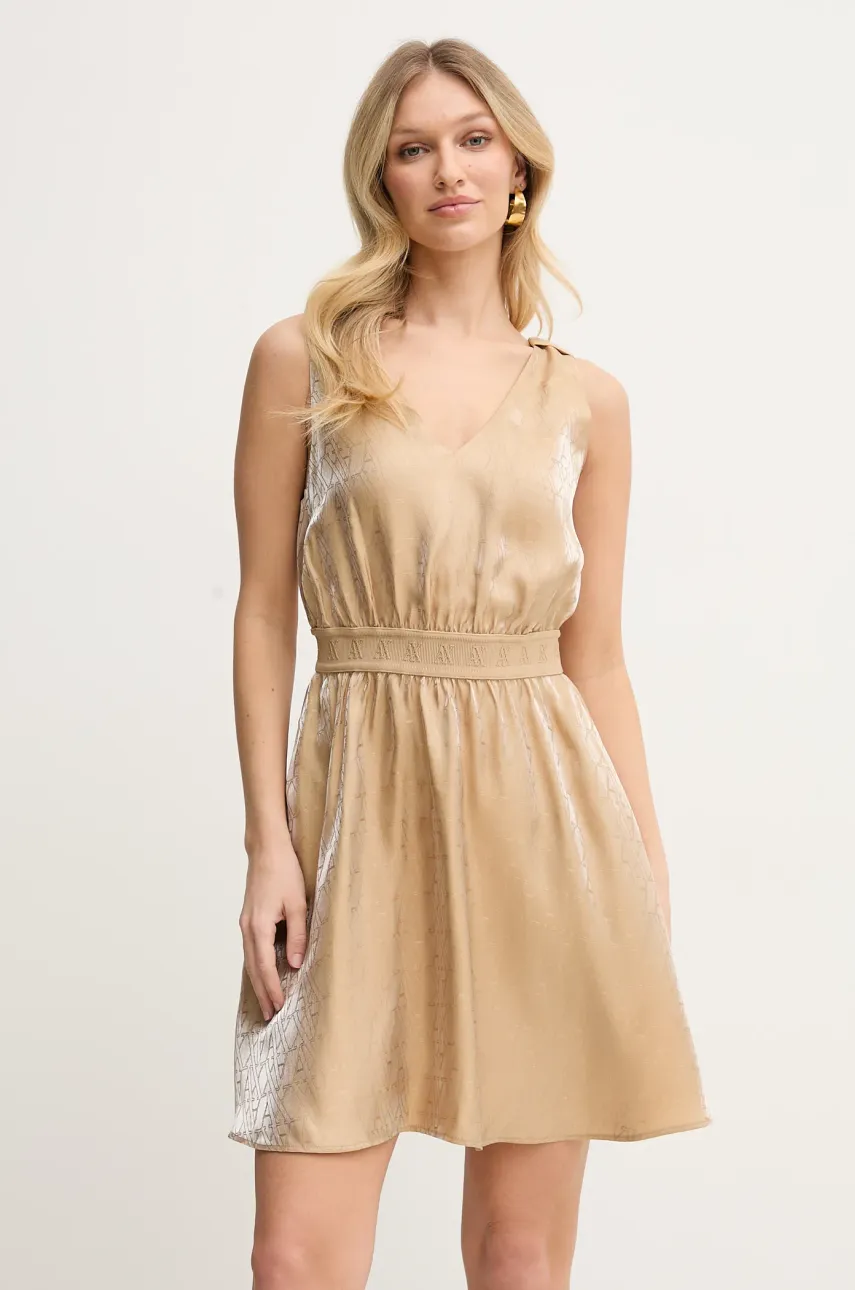 Armani Exchange rochie culoarea verde, mini, evazată, XW000177 AF12055