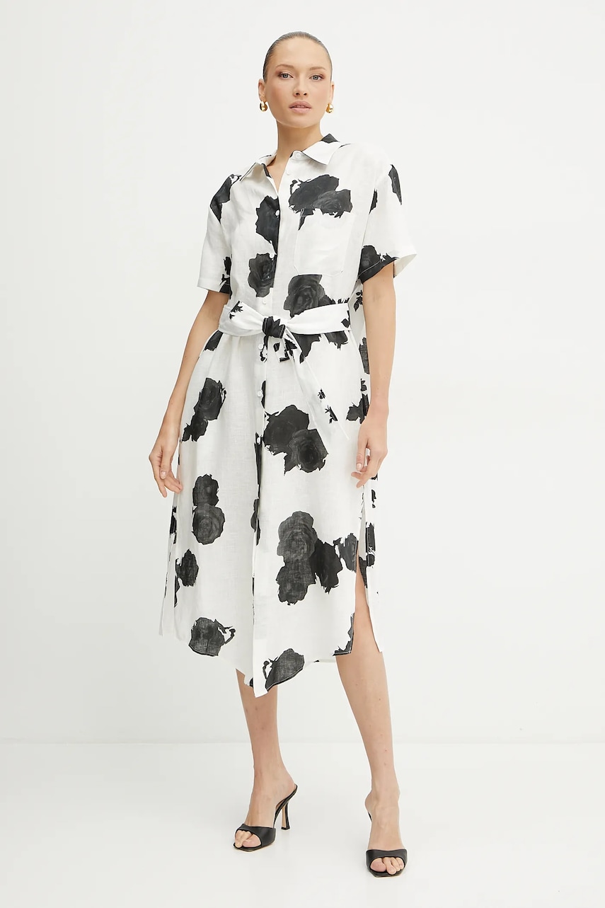 Liviana Conti rochie din in culoarea bej, midi, drept, L5SL53 Liviana Conti rochie din in culoarea bej, midi, drept, L5SL53