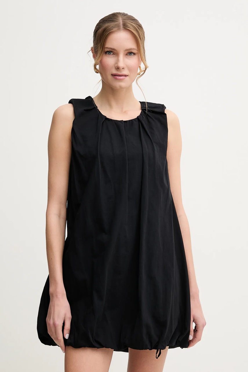 Liviana Conti rochie din bumbac culoarea negru, mini, evazată, L5SH68