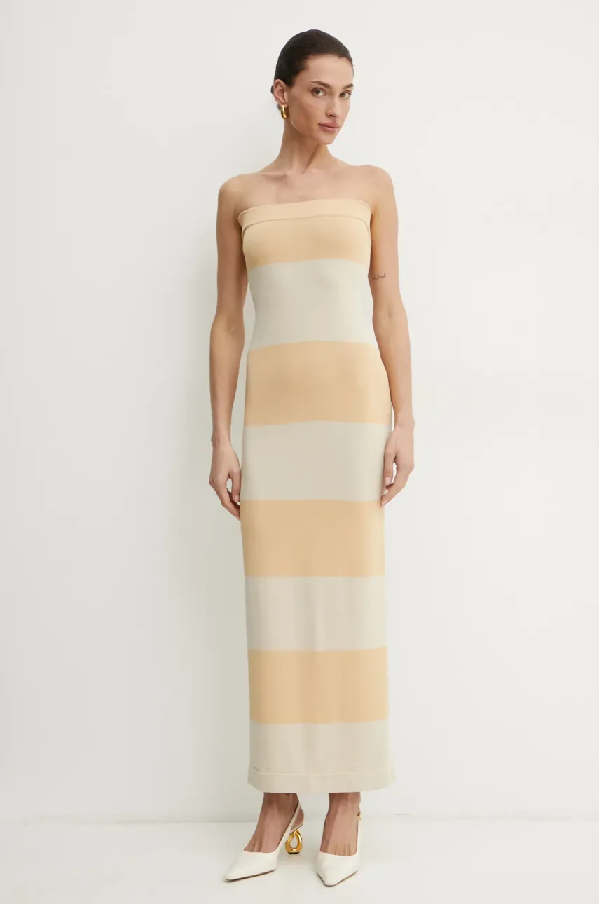 Liviana Conti rochie culoarea galben, maxi, mulată, F5SA37