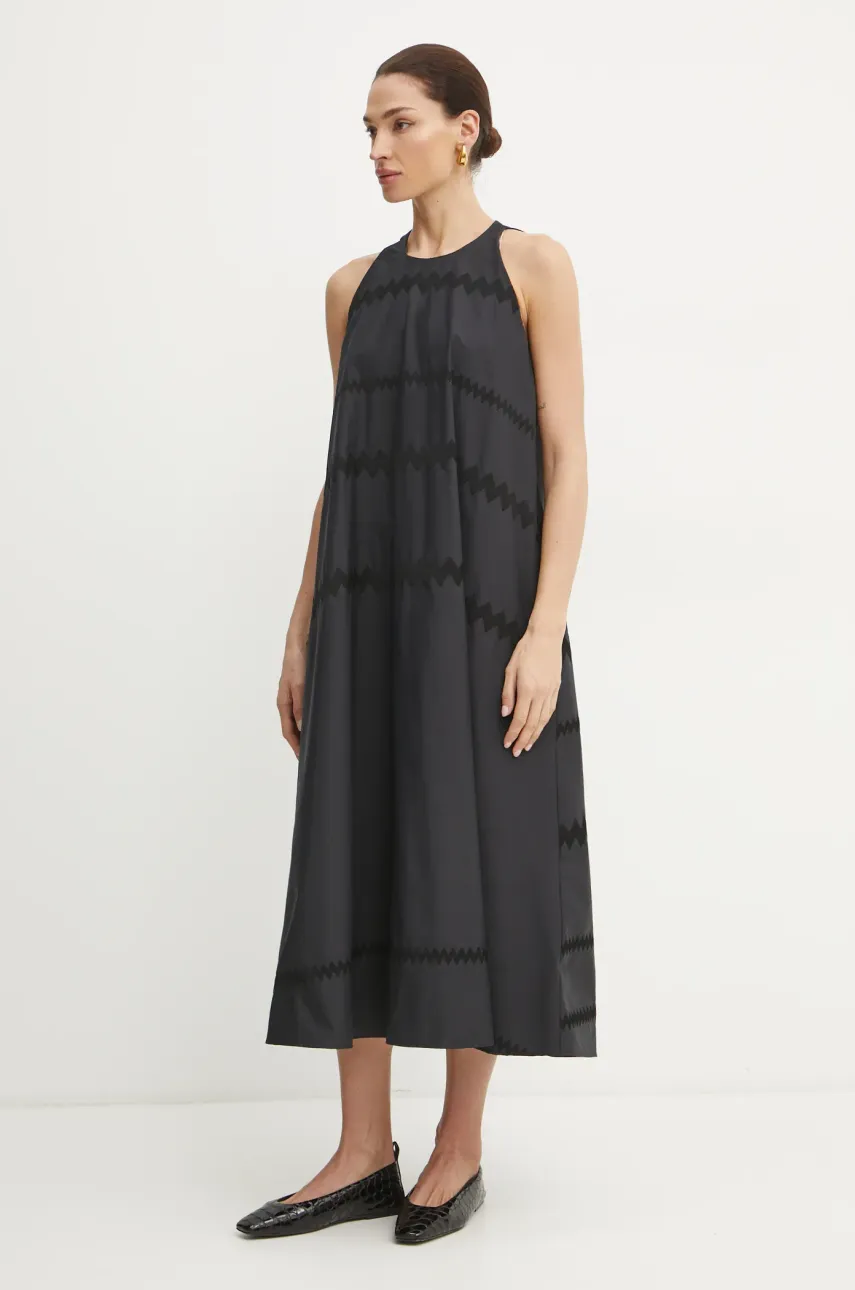 Liviana Conti rochie culoarea negru, midi, evazată, F5SK96