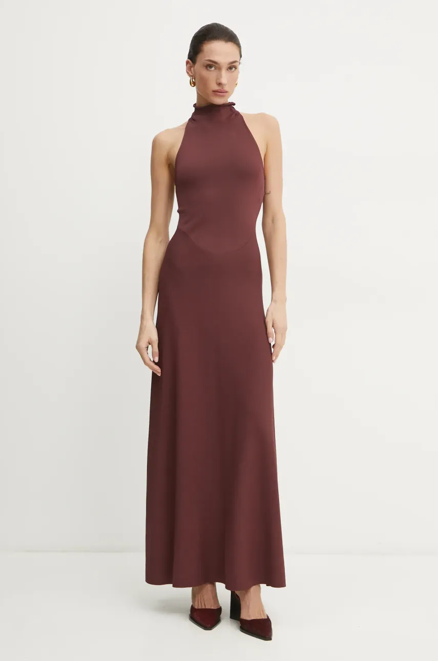 Liviana Conti rochie culoarea bordo, maxi, evazati, F5SA19