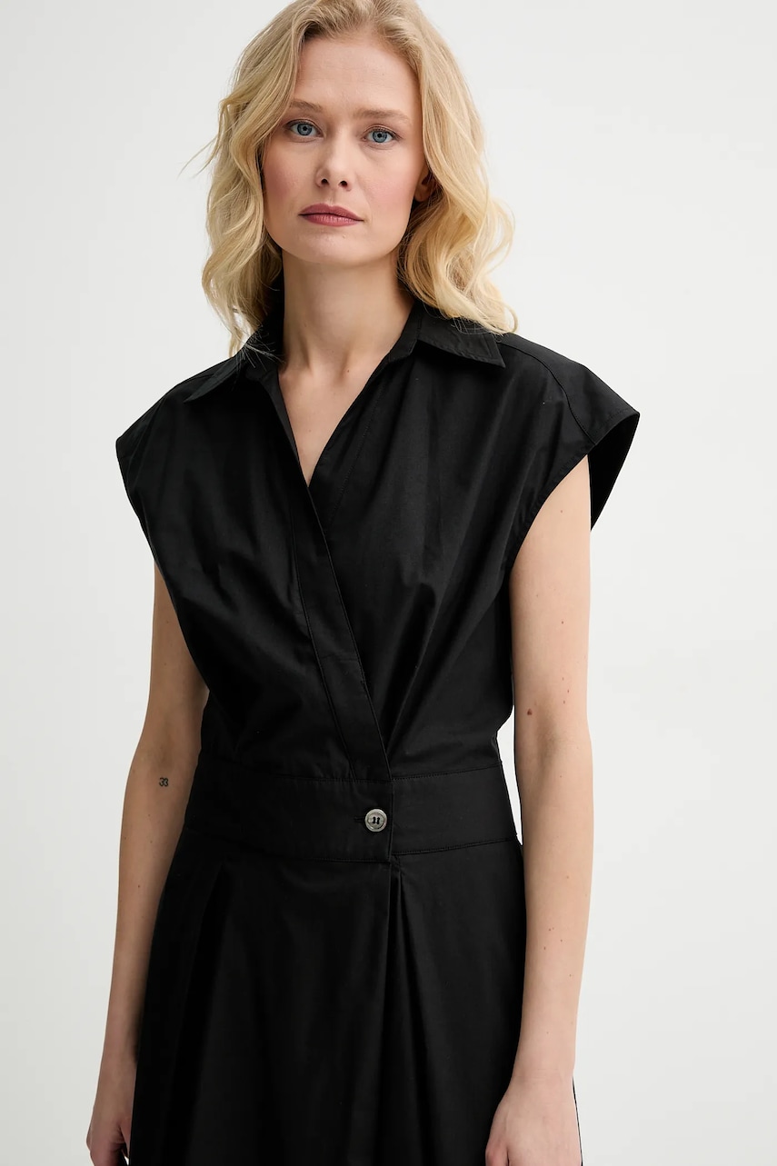 Бавовняна сукня A.P.C. robe athena колір чорний midi розкльошена COEVD.F35149