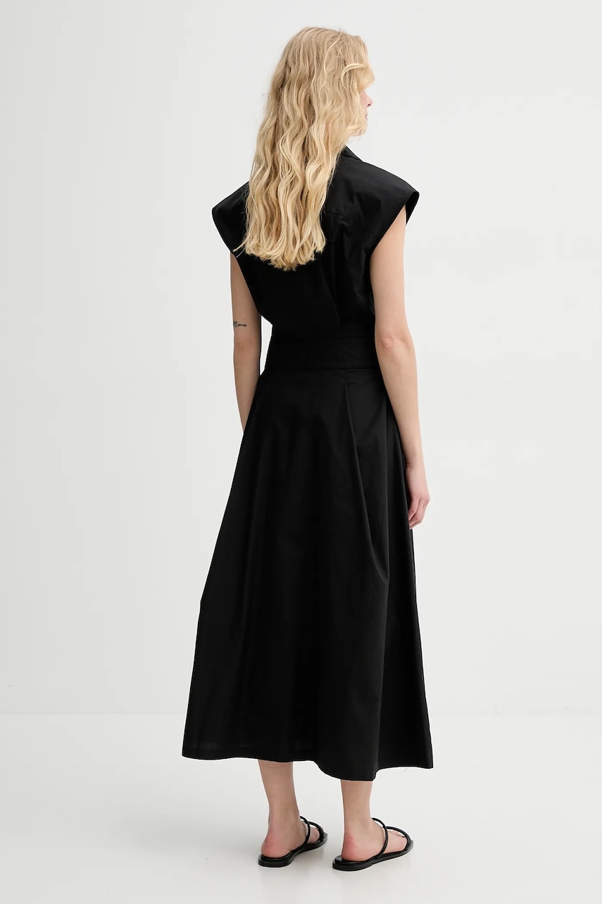 Бавовняна сукня A.P.C. robe athena колір чорний midi розкльошена COEVD.F35149