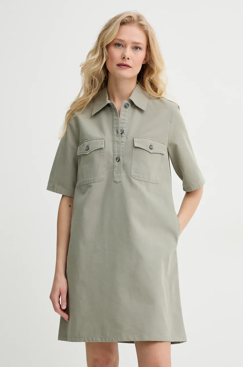 A.P.C. rochie din bumbac robe selia culoarea verde, mini, drept, COGBJ.F35177