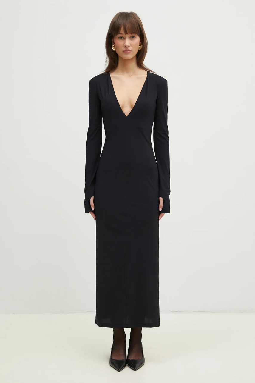 MM6 Maison Margiela rochie culoarea negru, maxi, mulată, S52DG0026