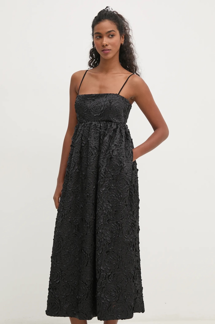 Stine Goya rochie culoarea negru, midi, evazată, SG-PS25-D068-2320