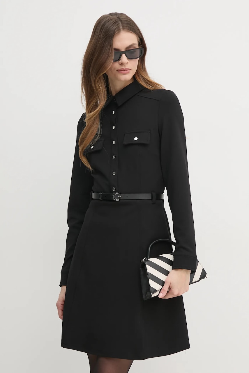 Сукня Guess ZAMA колір чорний mini розкльошена W5RK93 KCBO2