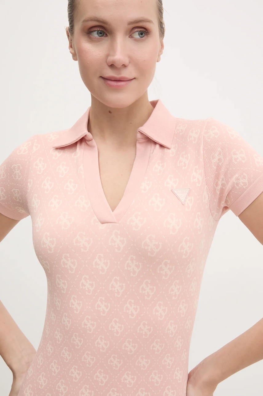 Сукня Guess RHOMBUS колір рожевий mini облягаюча V5RK02 Z3LF0