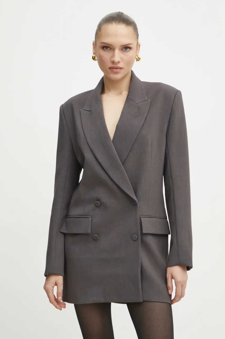 Сукня Bardot колір сірий mini oversize 59055DB1
