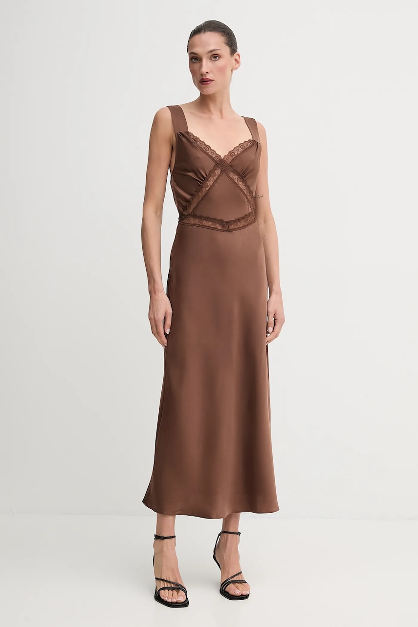 Bardot rochie culoarea galben, maxi, evazati, 58603DB