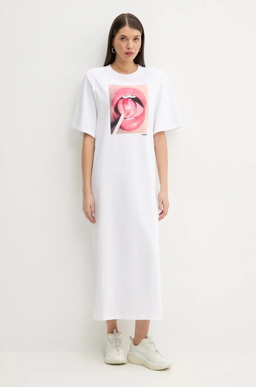 Fiorucci rochie din bumbac Lollipop Mouth Print Maxi T-Dress culoarea alb, maxi, dreaptă, W02SPDTS108CJ01WH03