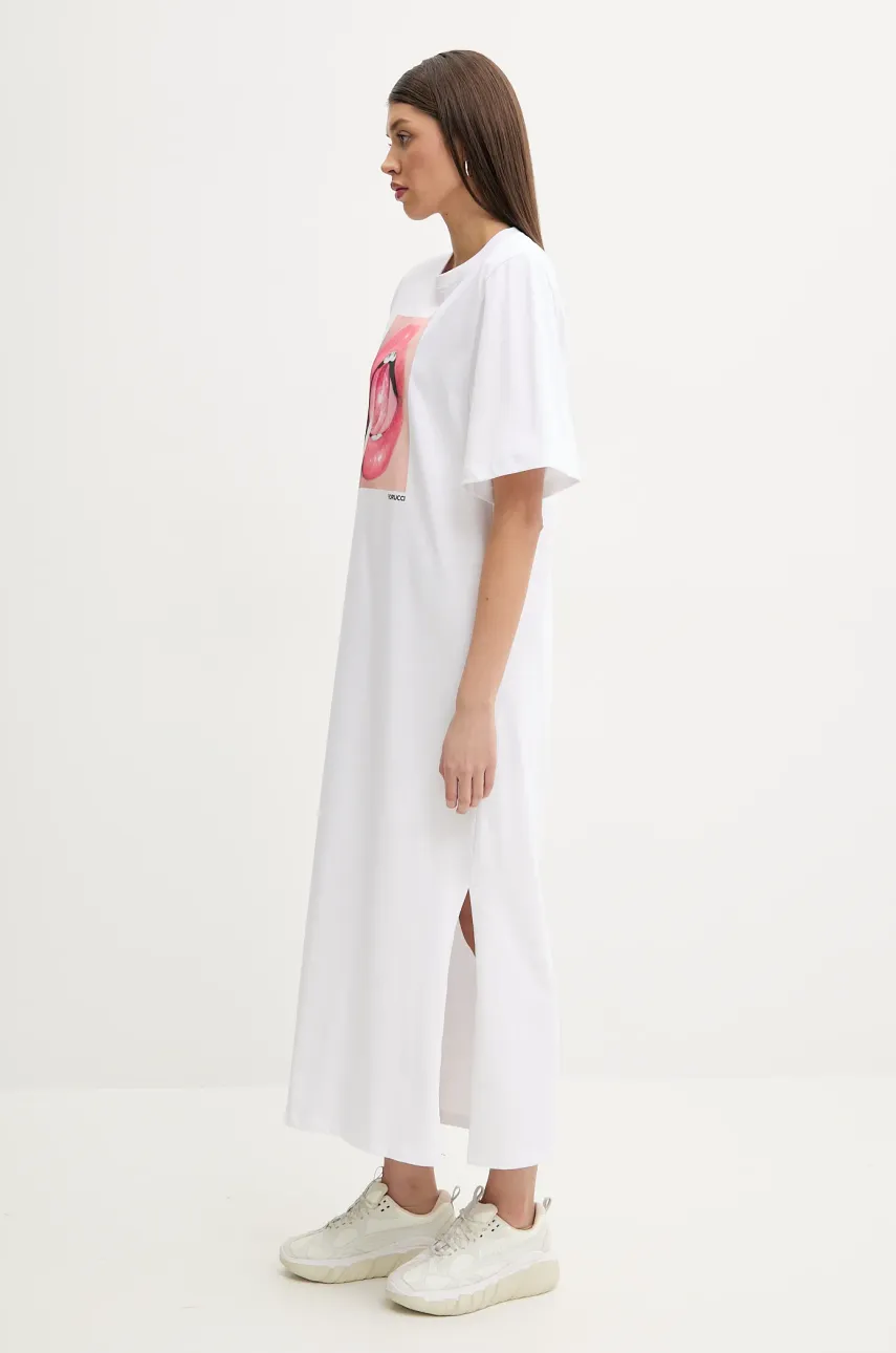 Хлопковое платье Fiorucci Lollipop Mouth Print Maxi T-Dress цвет белый maxi прямое W02SPDTS108CJ01WH03 Хлопковое платье Fiorucci Lollipop Mouth Print Maxi T-Dress цвет белый maxi прямое W02SPDTS108CJ01WH03