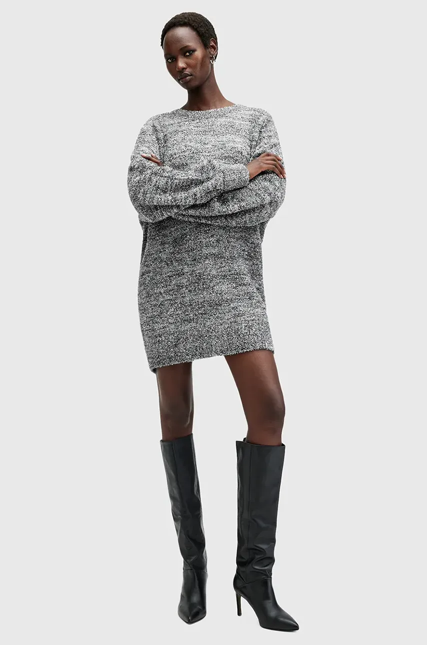 AllSaints rochie DAZZLE culoarea gri, mini, dreaptă, W274DB