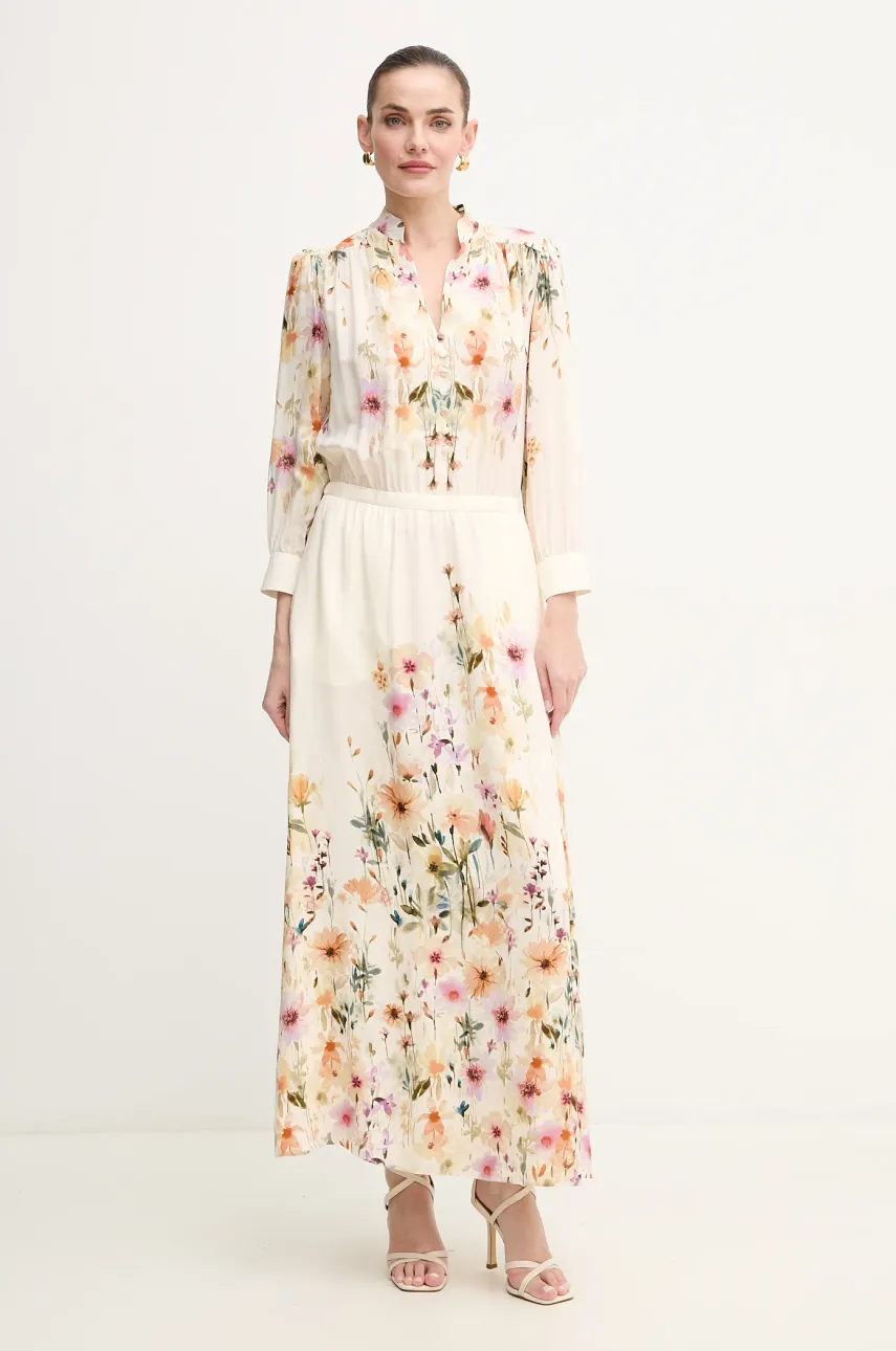 Luisa Spagnoli rochie culoarea bej, maxi, evazată, 541822