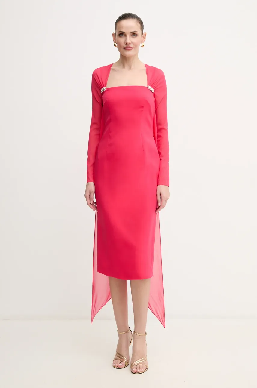 Luisa Spagnoli rochie culoarea roz, midi, mulată, 541709