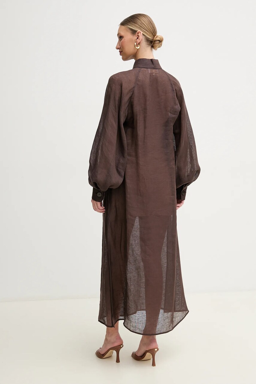 Льняна сукня Luisa Spagnoli колір коричневий maxi oversize 542150