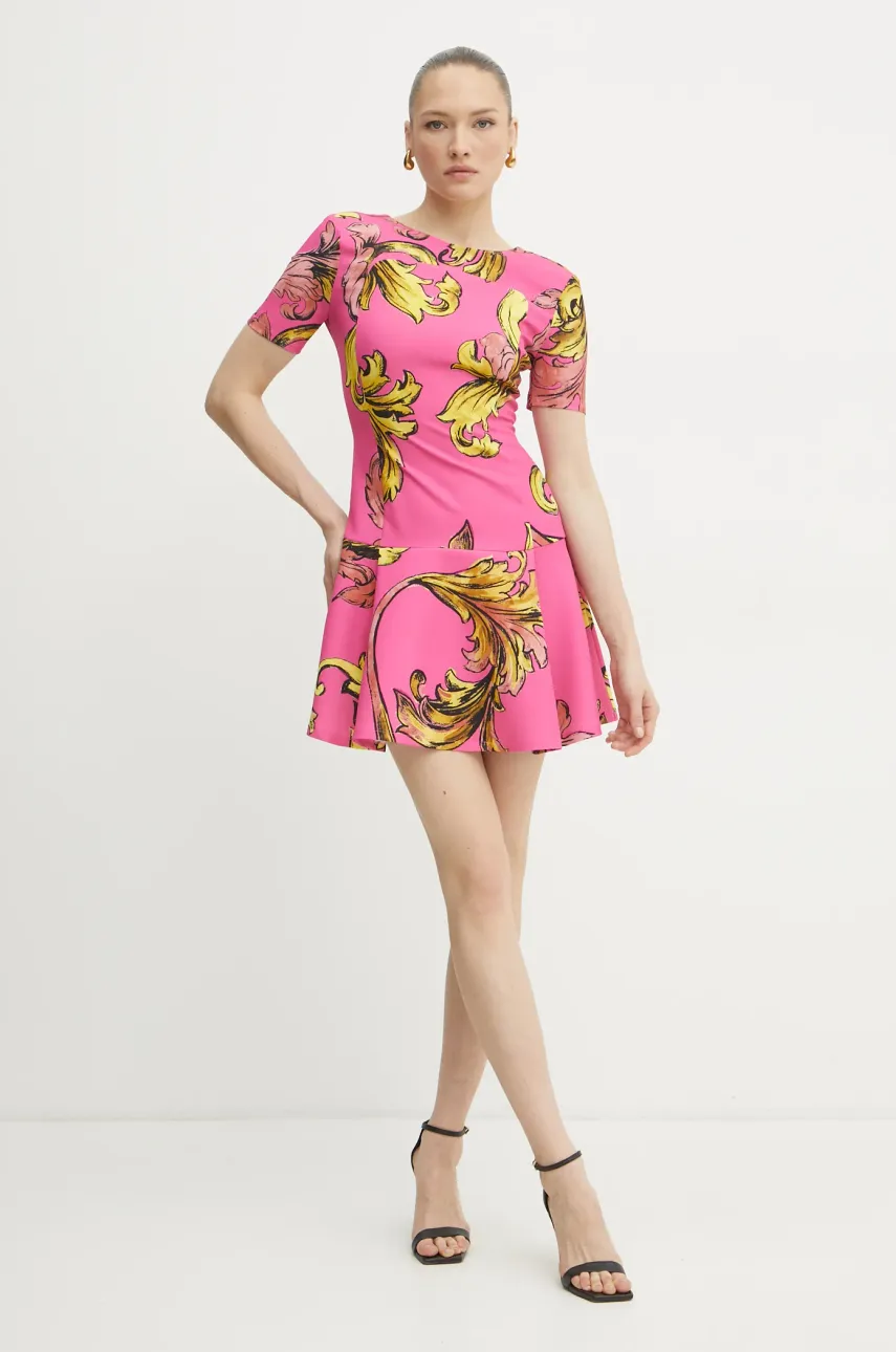 Versace Jeans Couture rochie culoarea roz, mini, evazată, 78HAO908 NS636