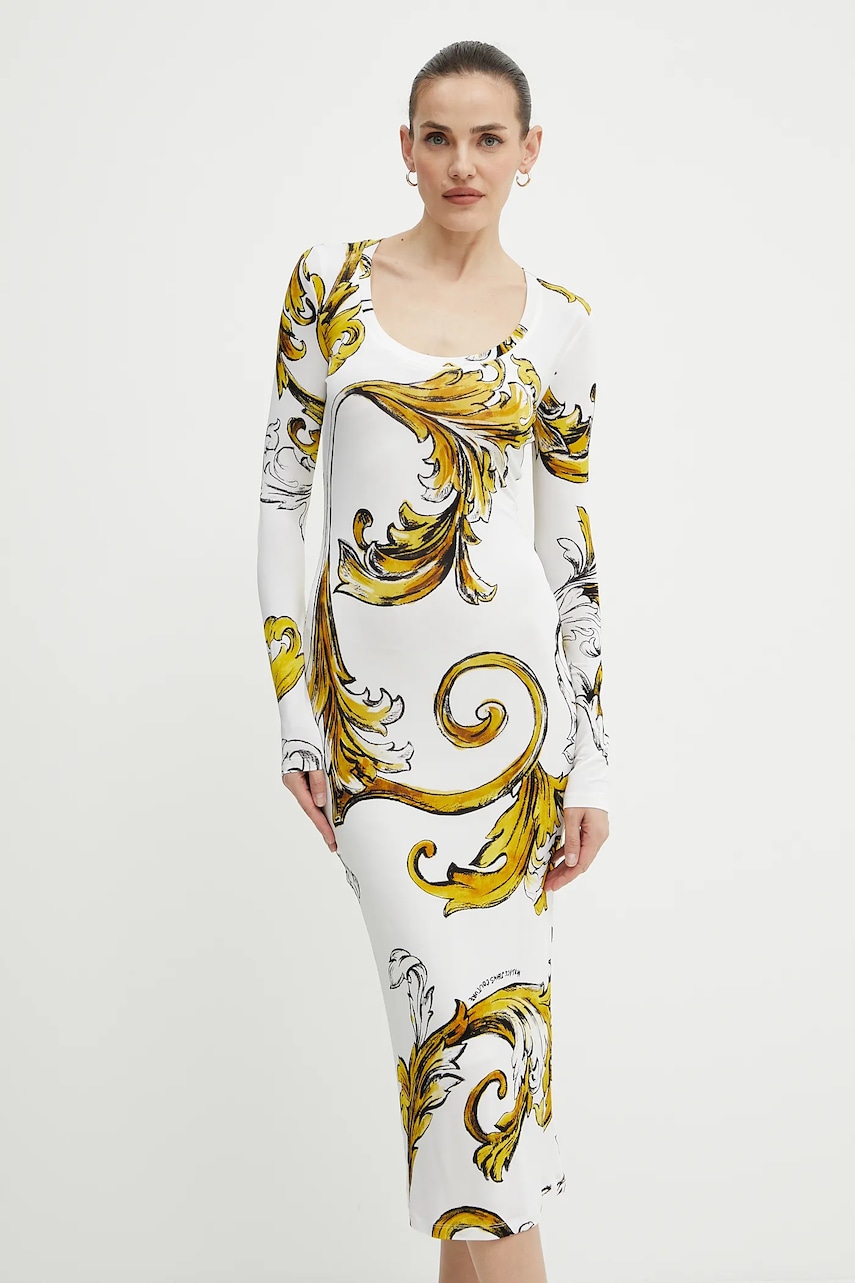 Versace Jeans Couture rochie culoarea alb, mini, mulata, 78HAO920 JS471 Versace Jeans Couture rochie culoarea alb, mini, mulata, 78HAO920 JS471