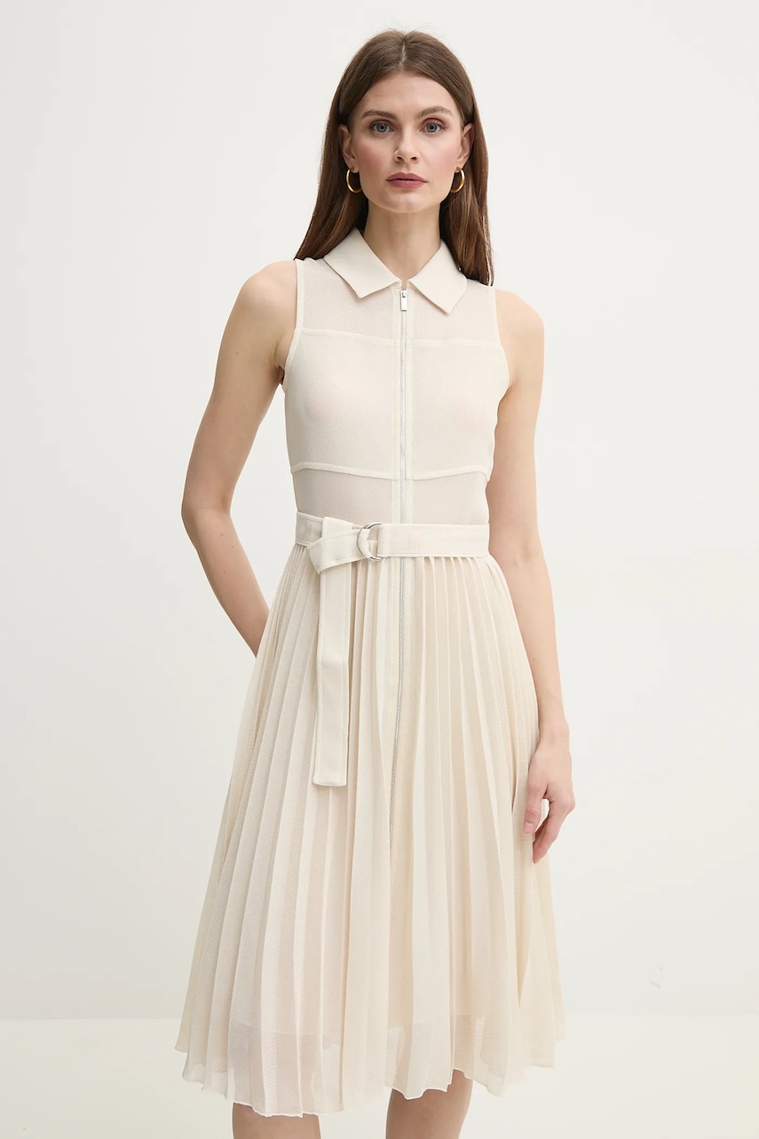 Marella rochie CEREALE culoarea bej, mini, evazati, 2513221025200 Marella rochie CEREALE culoarea bej, mini, evazati, 2513221025200