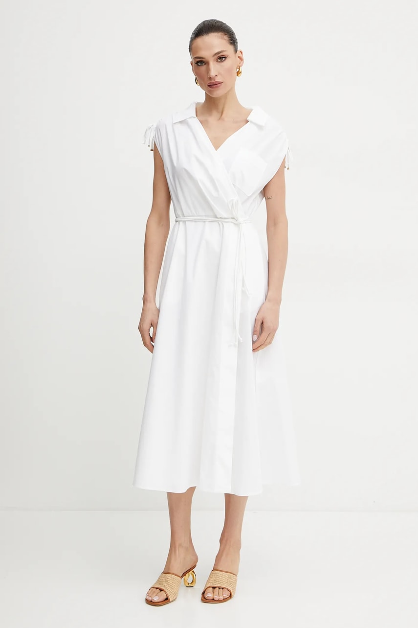 Marella rochie RIVERA culoarea alb, midi, evazată, 2513221052200