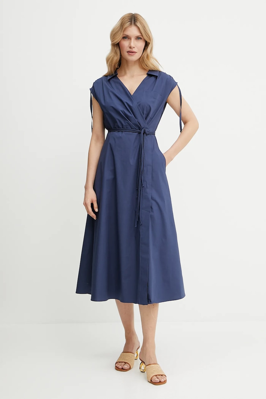 Marella rochie RIVERA culoarea bleumarin, midi, evazati, 2513221052200 Marella rochie RIVERA culoarea bleumarin, midi, evazati, 2513221052200