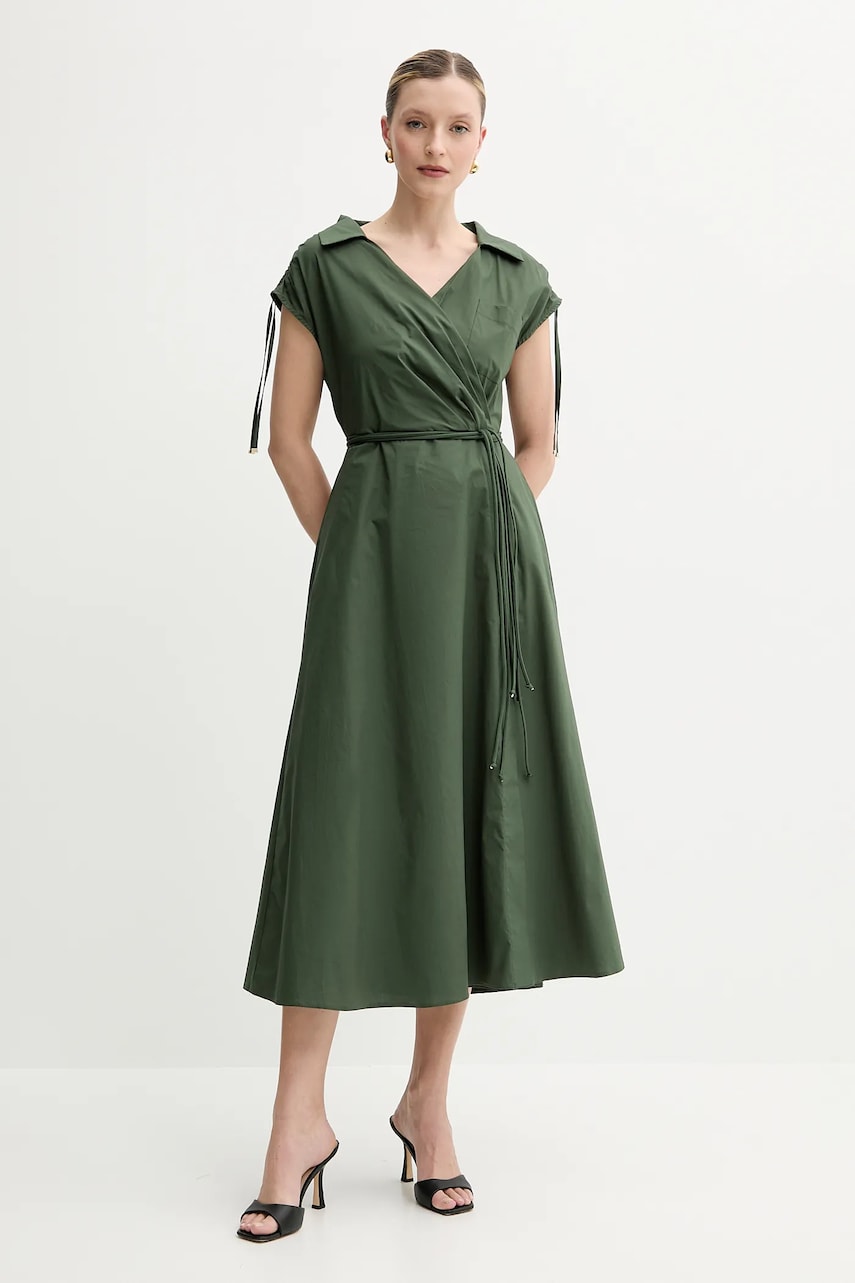 Marella rochie RIVERA culoarea verde, midi, evazati, 2513221052200 Marella rochie RIVERA culoarea verde, midi, evazati, 2513221052200