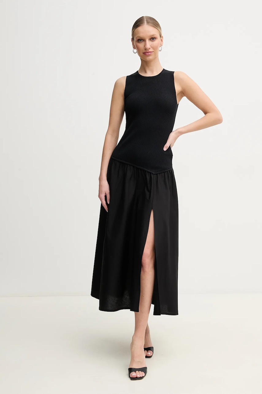 Marella rochie YACTH culoarea negru, midi, evazată, 2513321012200