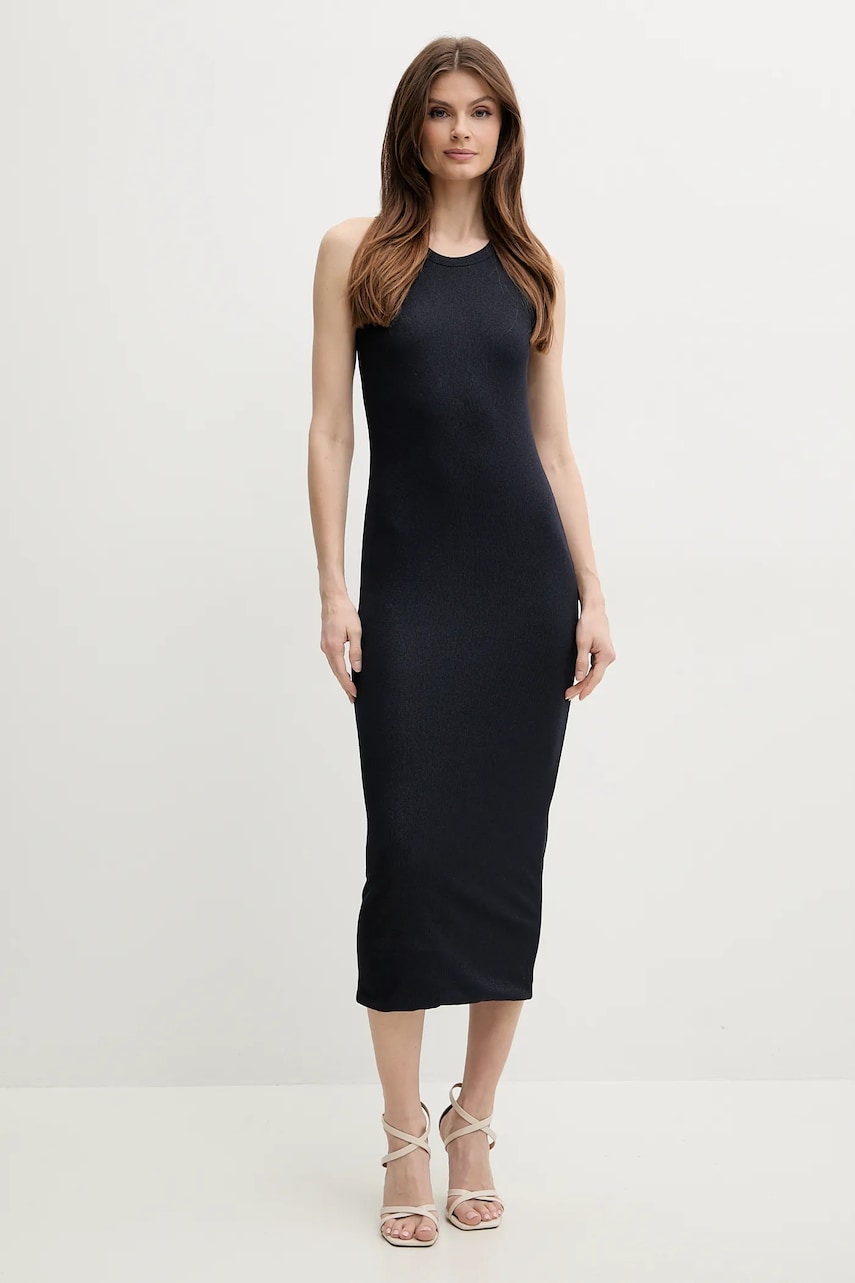 Marella rochie Emme by Marella culoarea albastru marin, midi, mulata, 2515621011200 Marella rochie Emme by Marella culoarea albastru marin, midi, mulata, 2515621011200