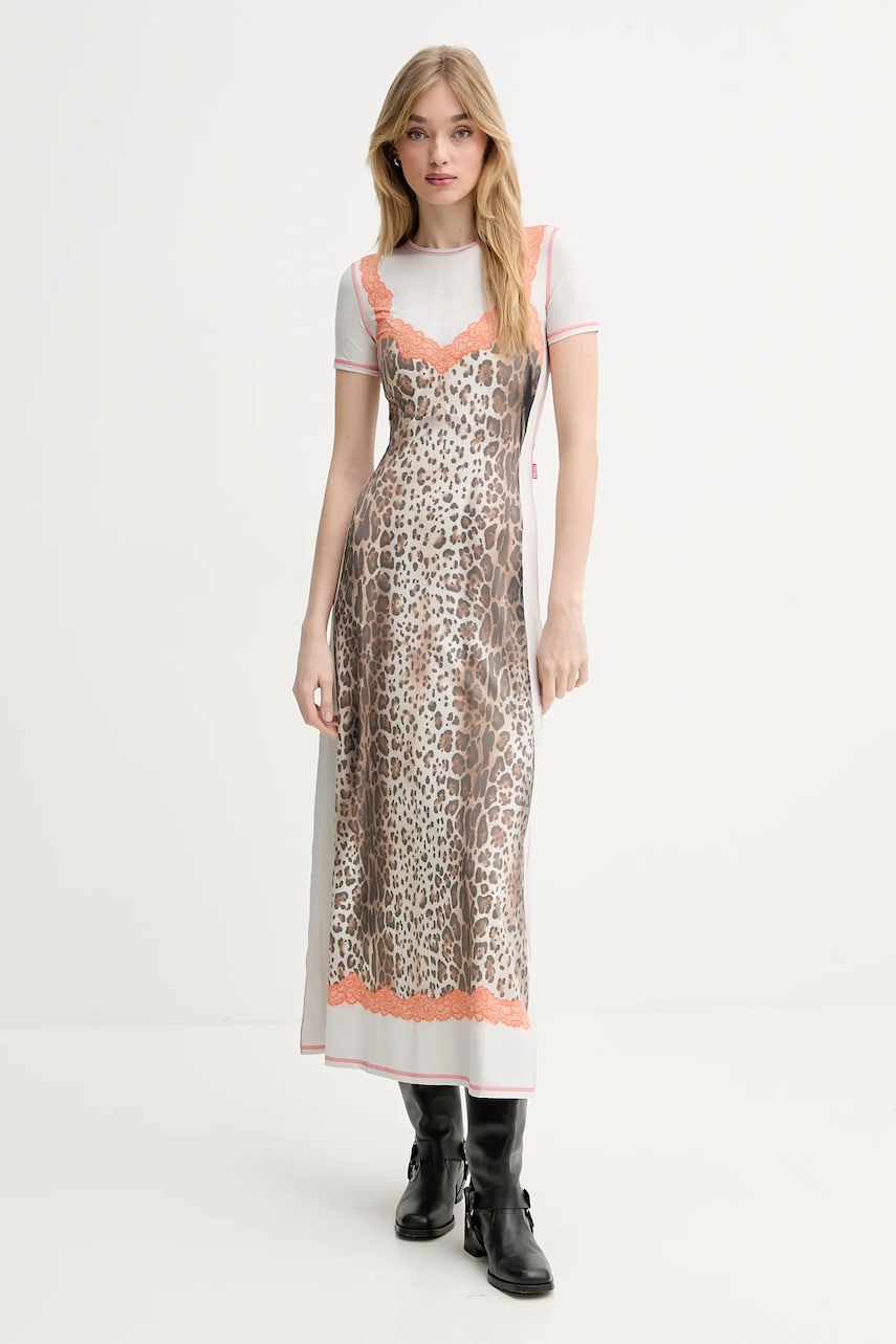 Diesel rochie D-ILE DRESS culoarea gri, maxi, drept, A16602.0CLBP Diesel rochie D-ILE DRESS culoarea gri, maxi, drept, A16602.0CLBP