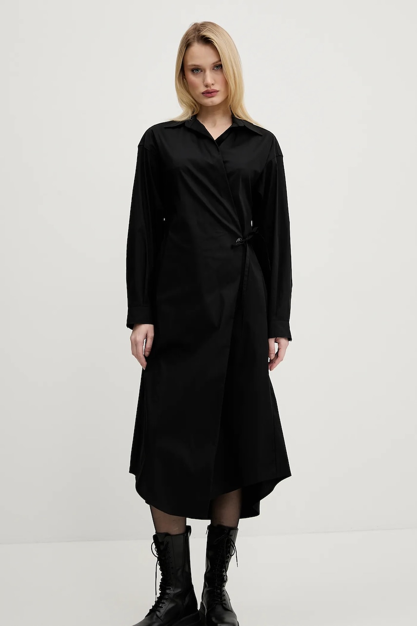 Diesel rochie D-ELPHI-LONG DRESS culoarea negru, midi, drept, A16843.0IMAL Diesel rochie D-ELPHI-LONG DRESS culoarea negru, midi, drept, A16843.0IMAL