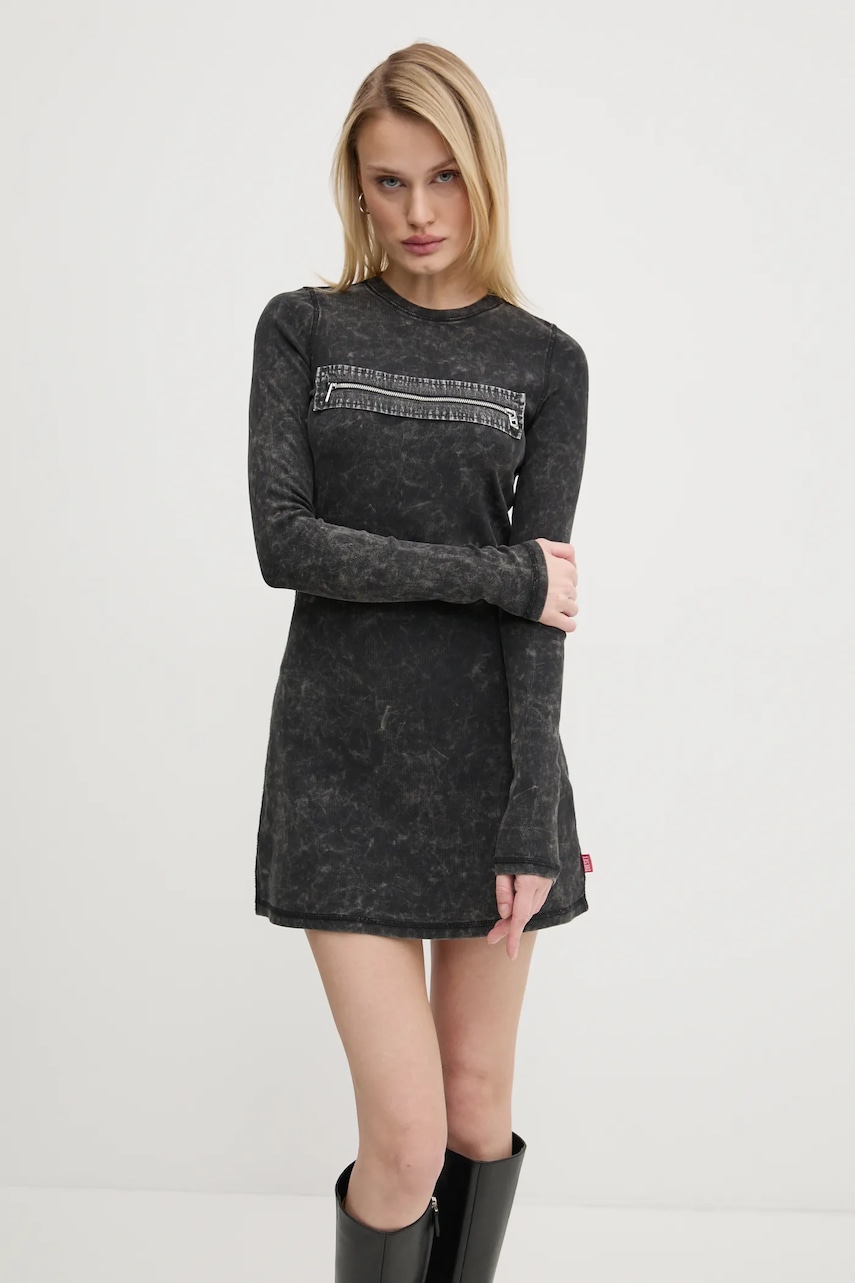 Diesel rochie D-ERCO DRESS culoarea gri, mini, evazati, A17318.0AKBU Diesel rochie D-ERCO DRESS culoarea gri, mini, evazati, A17318.0AKBU